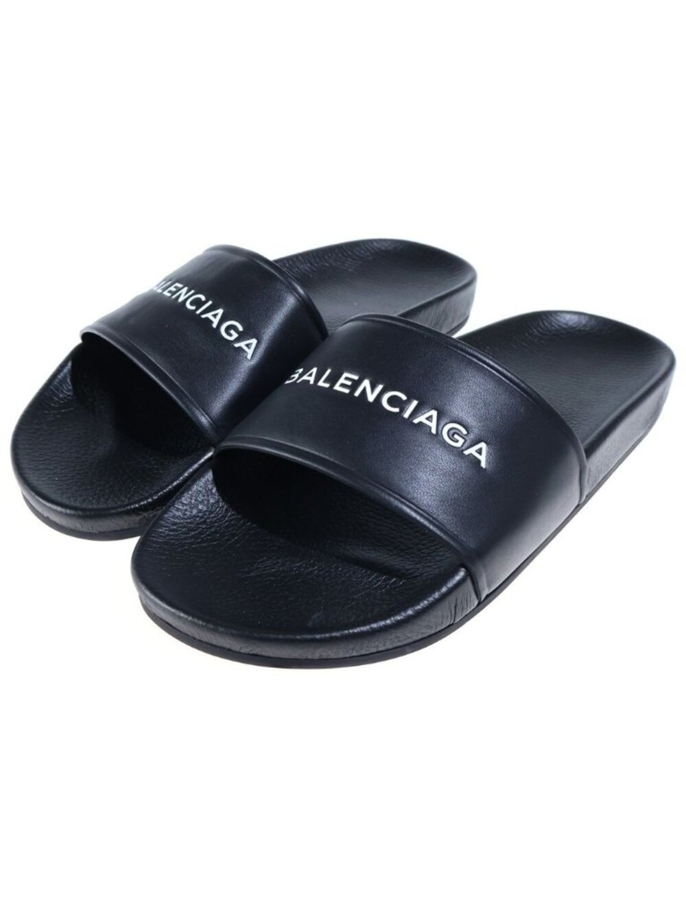 Balenciaga Logo Flat Sandals Black